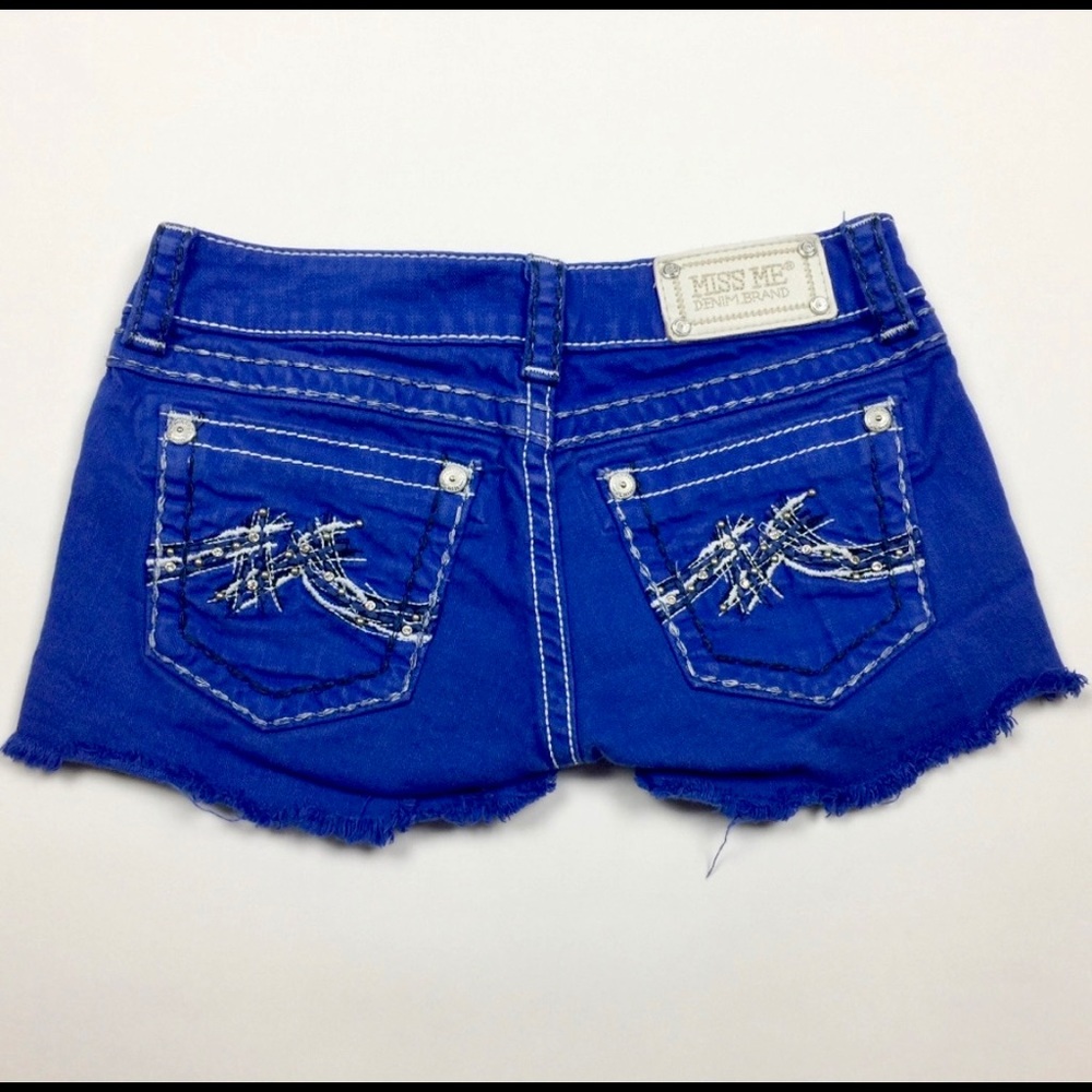 Miss Me Royal Blue Denim Cut Off Shorts